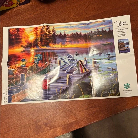 DARRELL BRUSH LARGE PIECE Lakeside Sunset Puzzle - Picture 7 of 10
